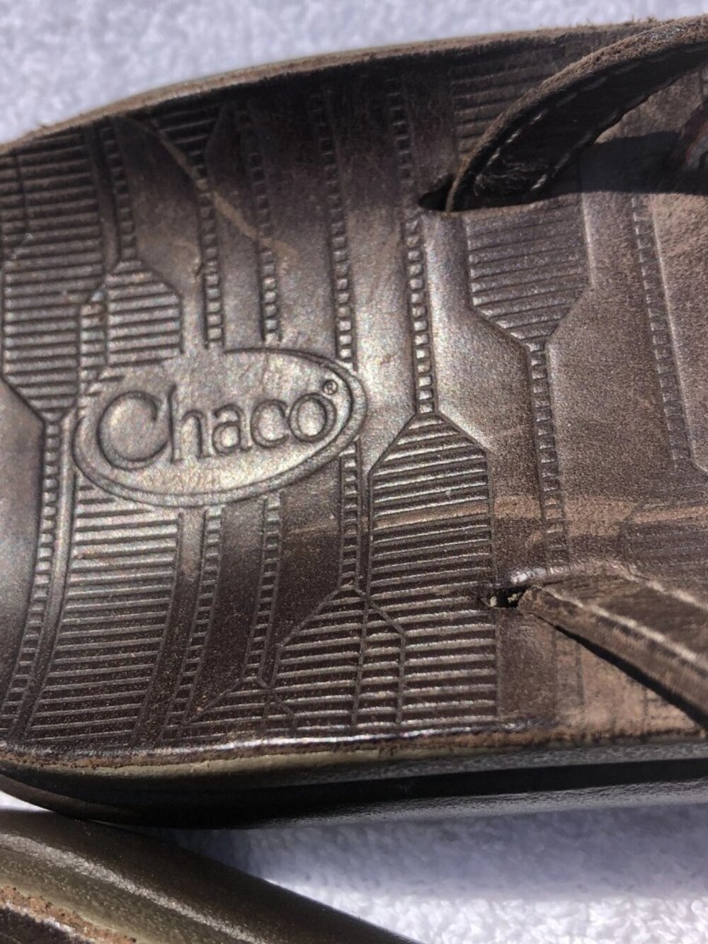 Vintage Retro CHACO Women's Thong FLIP Flop Brown Leather and grosgrain SZ 8 - Picture 6 of 15